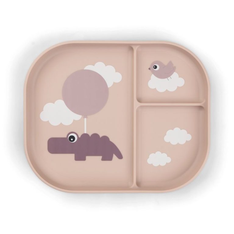 Plato con compartimento Foodie croco rosa