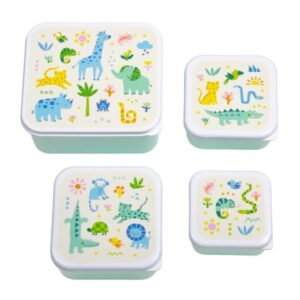 Set de 4 Cajas para Snacks Animales Jungla – Fiambreras Infantiles